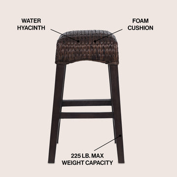 Maui Rustic Bohemian Hyacinth/Wood Backless Counter Stool